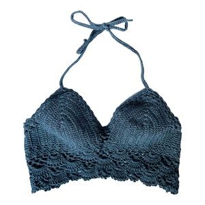 Handmade Crochet Gray Halter Top